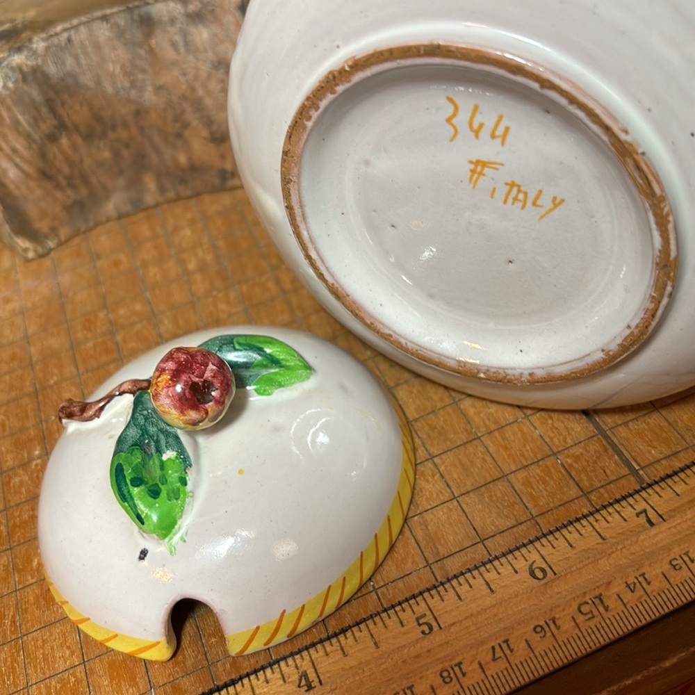 Fratelli Fanciullacci Jar Italy Fig Finial Jam Jelly Hand-Painted Ceramic 7”x5” - Picture 13 of 16